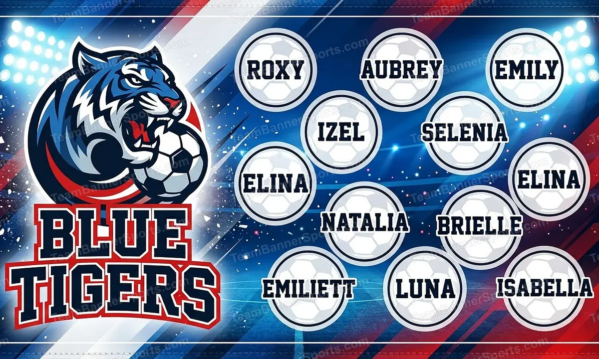 Blue Tigers soccer team banner created with AI