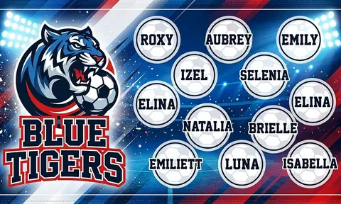 Blue Tigers Soccer AI image template