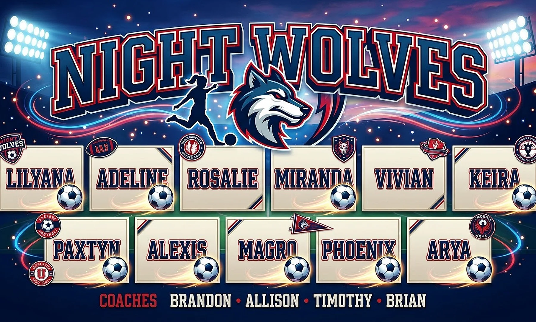 night wolves soccer team banner created with AI