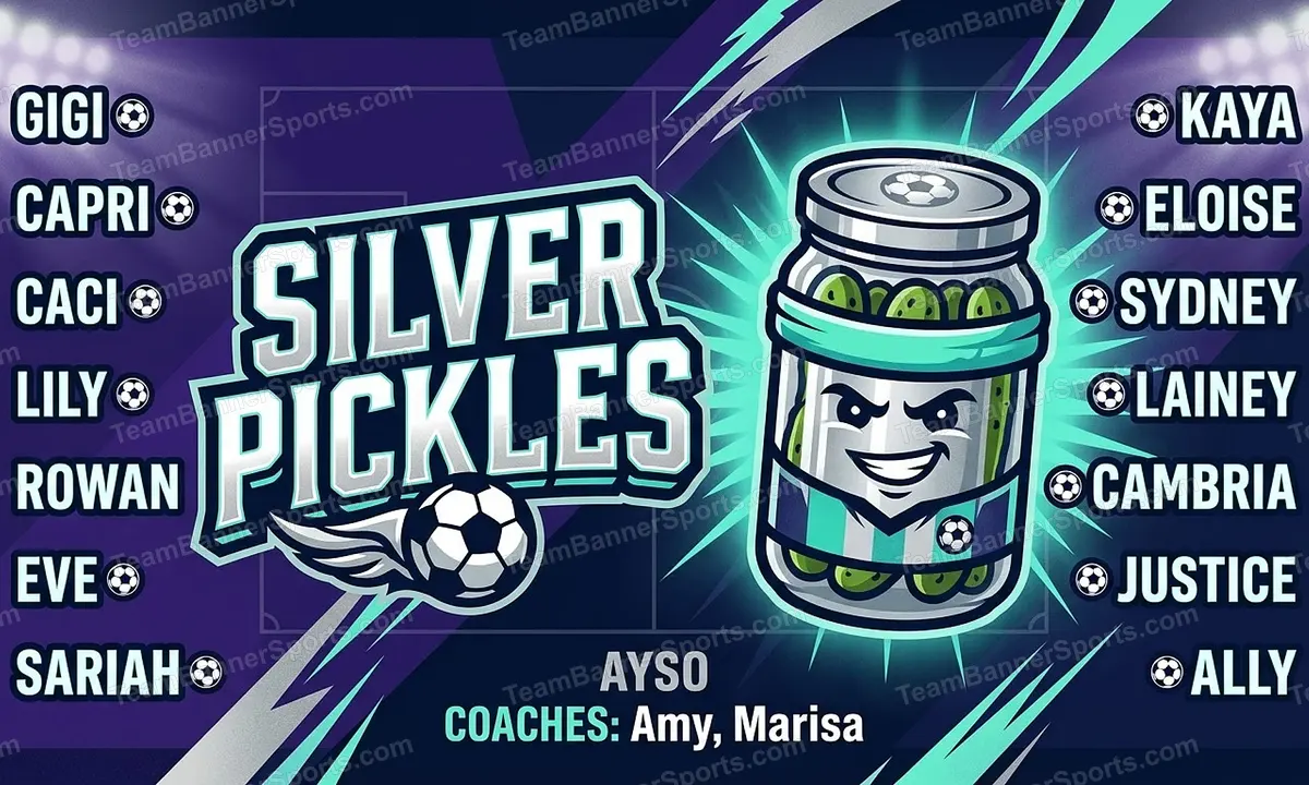 Silver Pickles soccer team banner created with AI