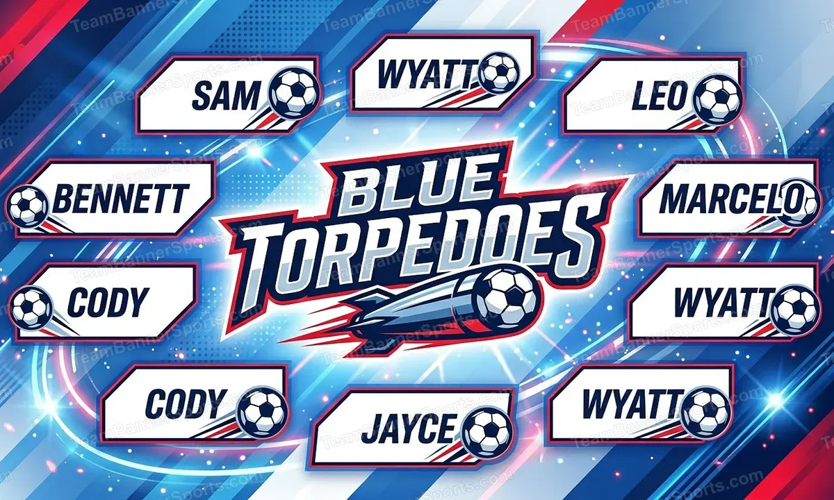 Blue Torpedoes soccer team banner created with AI