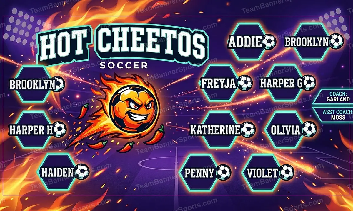 Hot Cheetos soccer team banner created with AI