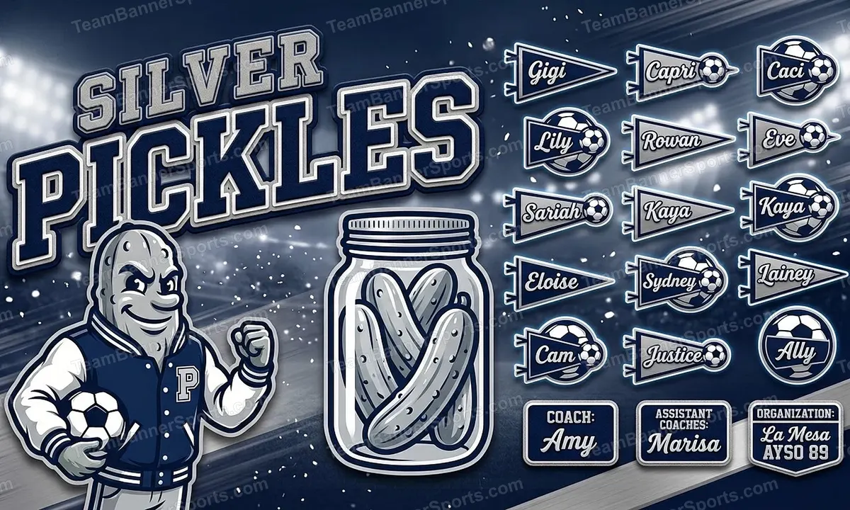 Silver Pickles soccer team banner created with AI