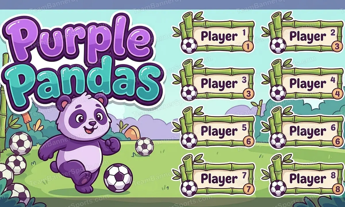 Purple Pandas soccer team banner created with AI