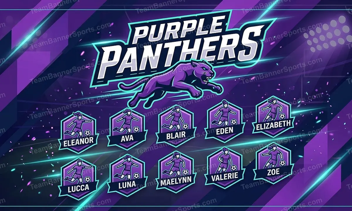 Purple Panthers soccer team banner created with AI