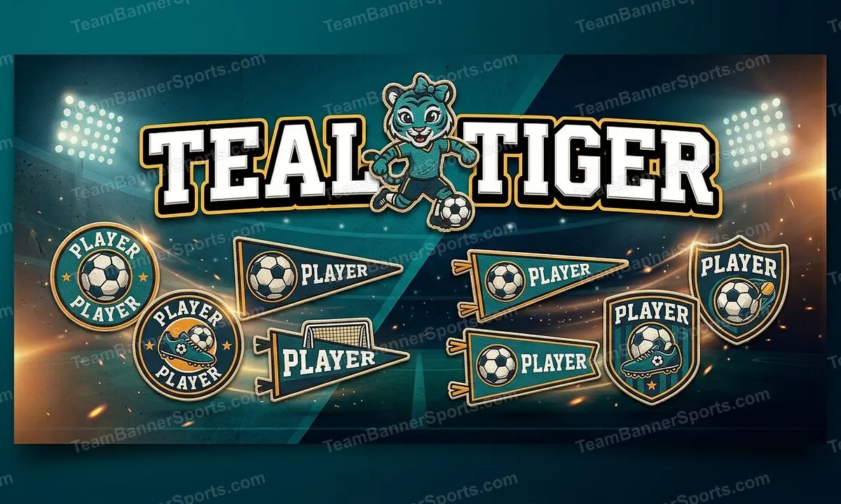 Teal tiger soccer team banner created with AI