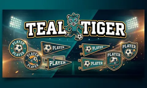 Teal tiger Soccer AI image template