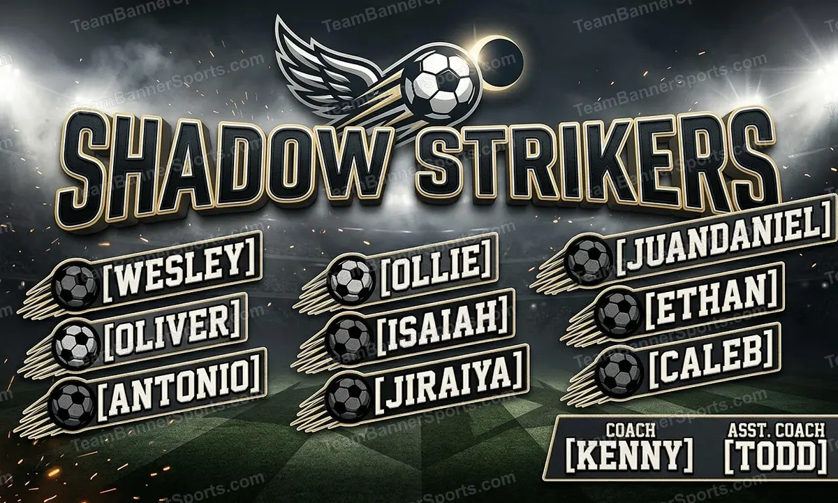 Shadow Strikers soccer team banner created with AI