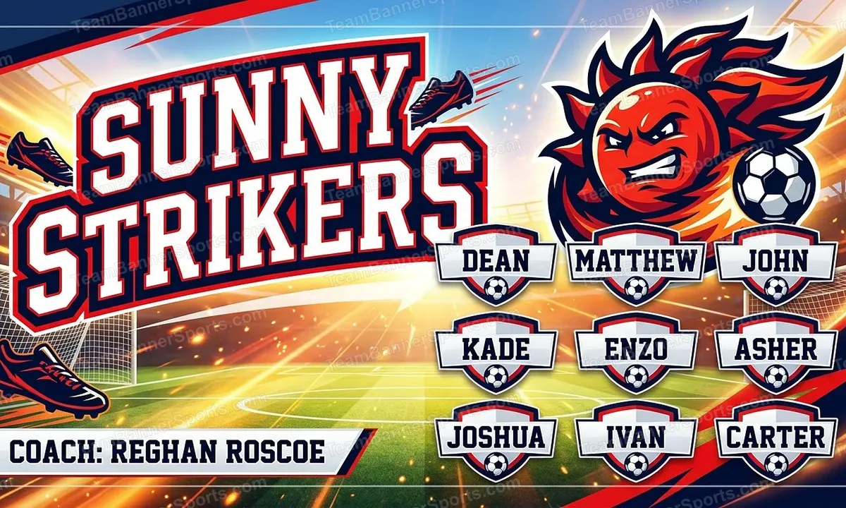 Sunny Strikers soccer team banner created with AI