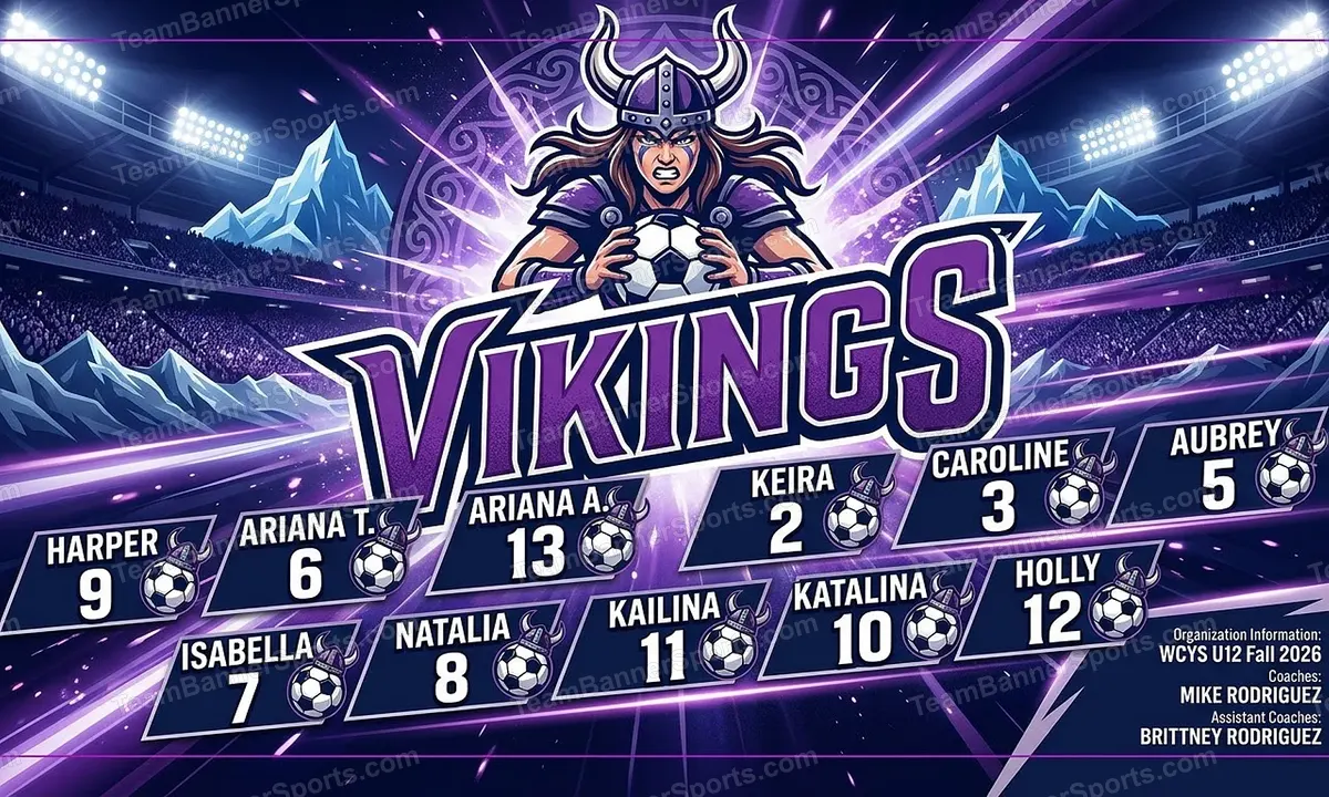 Vikings soccer team banner created with AI