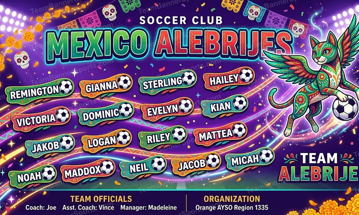 Mexico Alebrijes soccer team banner created with AI