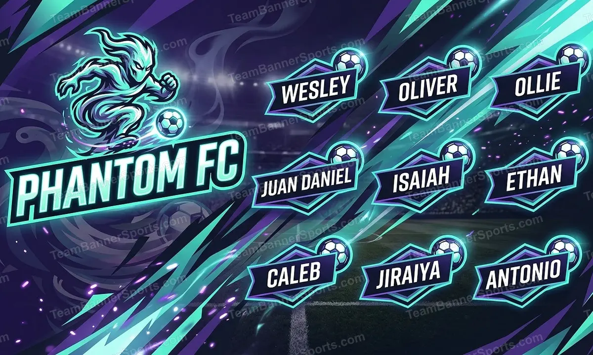 Phantom FC soccer team banner created with AI