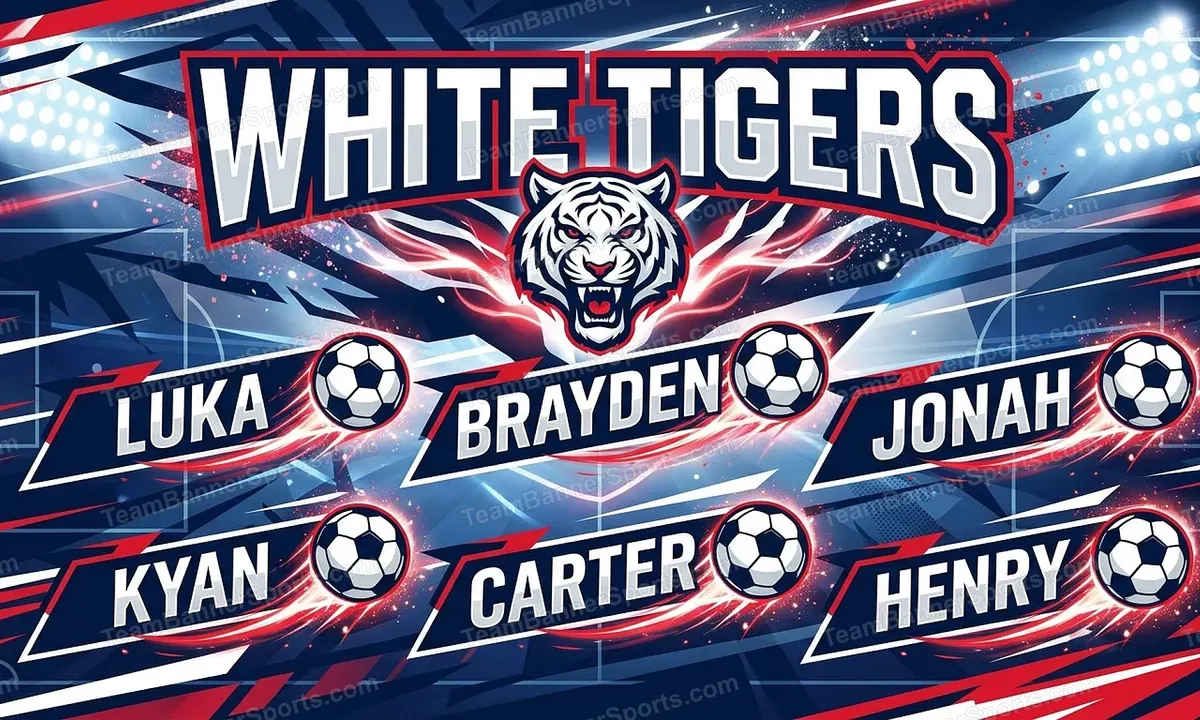 White Tigers soccer team banner created with AI
