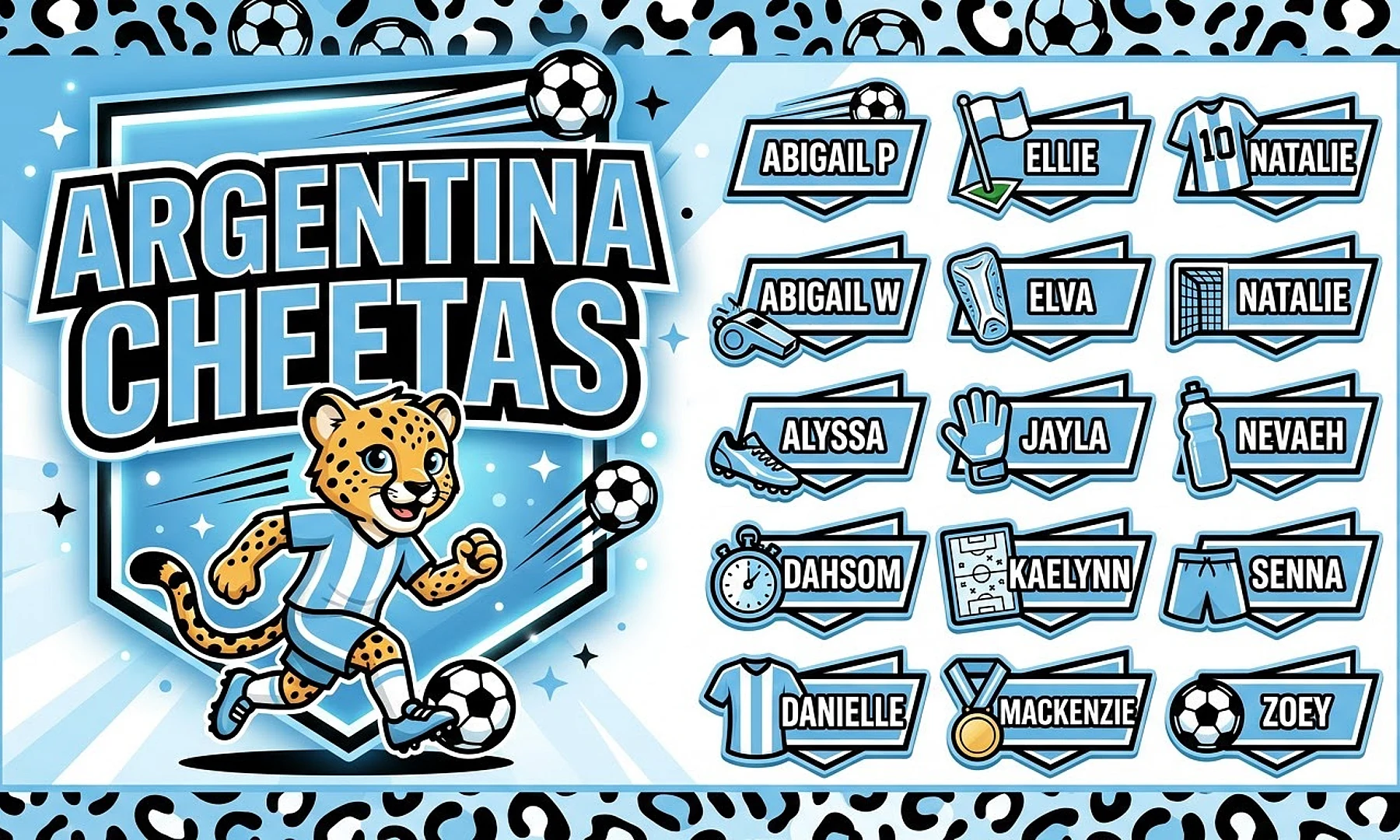 Argentina Cheetas Soccer AI image template