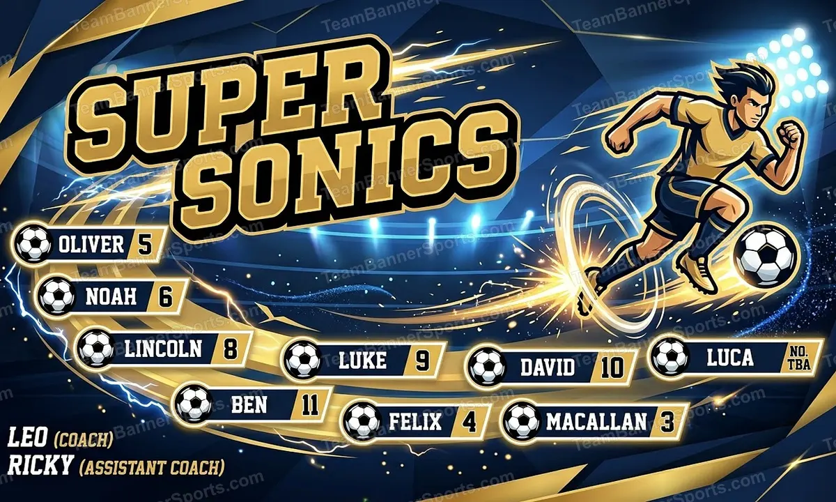 Super sonics soccer team banner created with AI