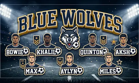 Blue Wolves Soccer AI image template