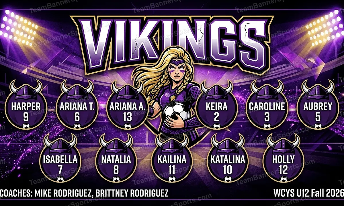 Vikings soccer team banner created with AI