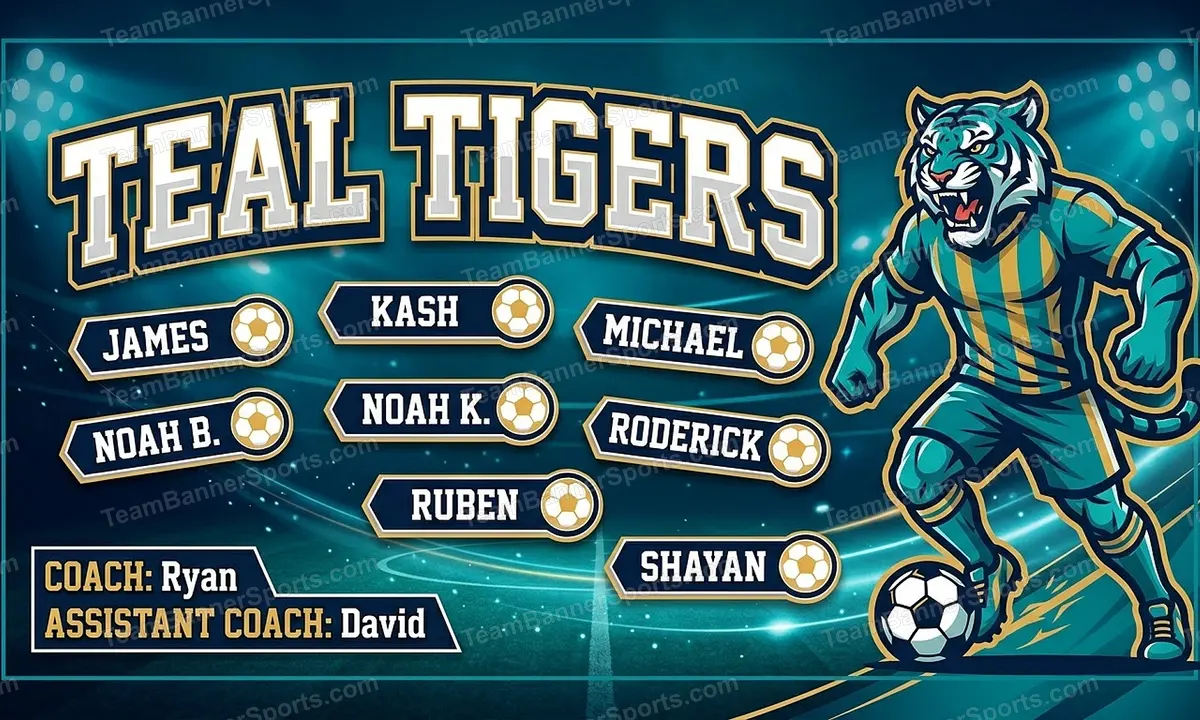 Teal Tigers soccer team banner created with AI
