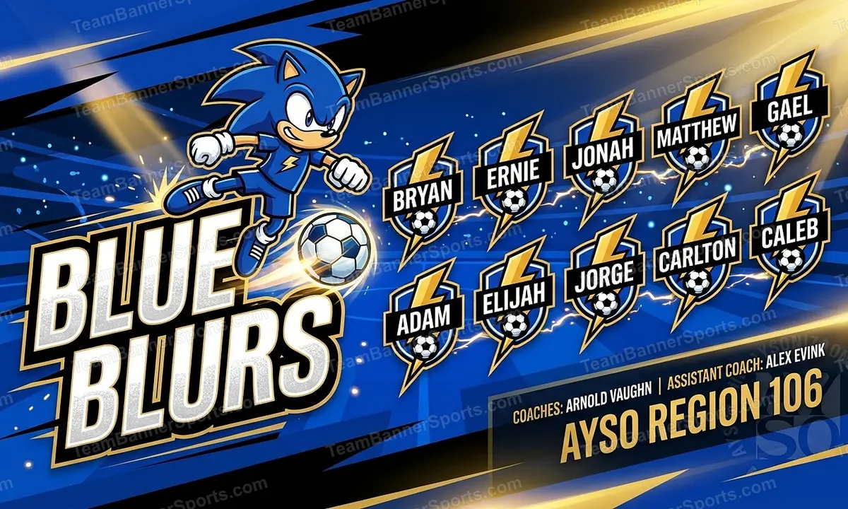 Blue Blurs soccer team banner created with AI