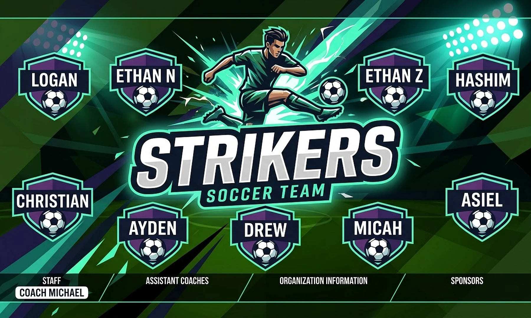 Strikers soccer team banner created with AI