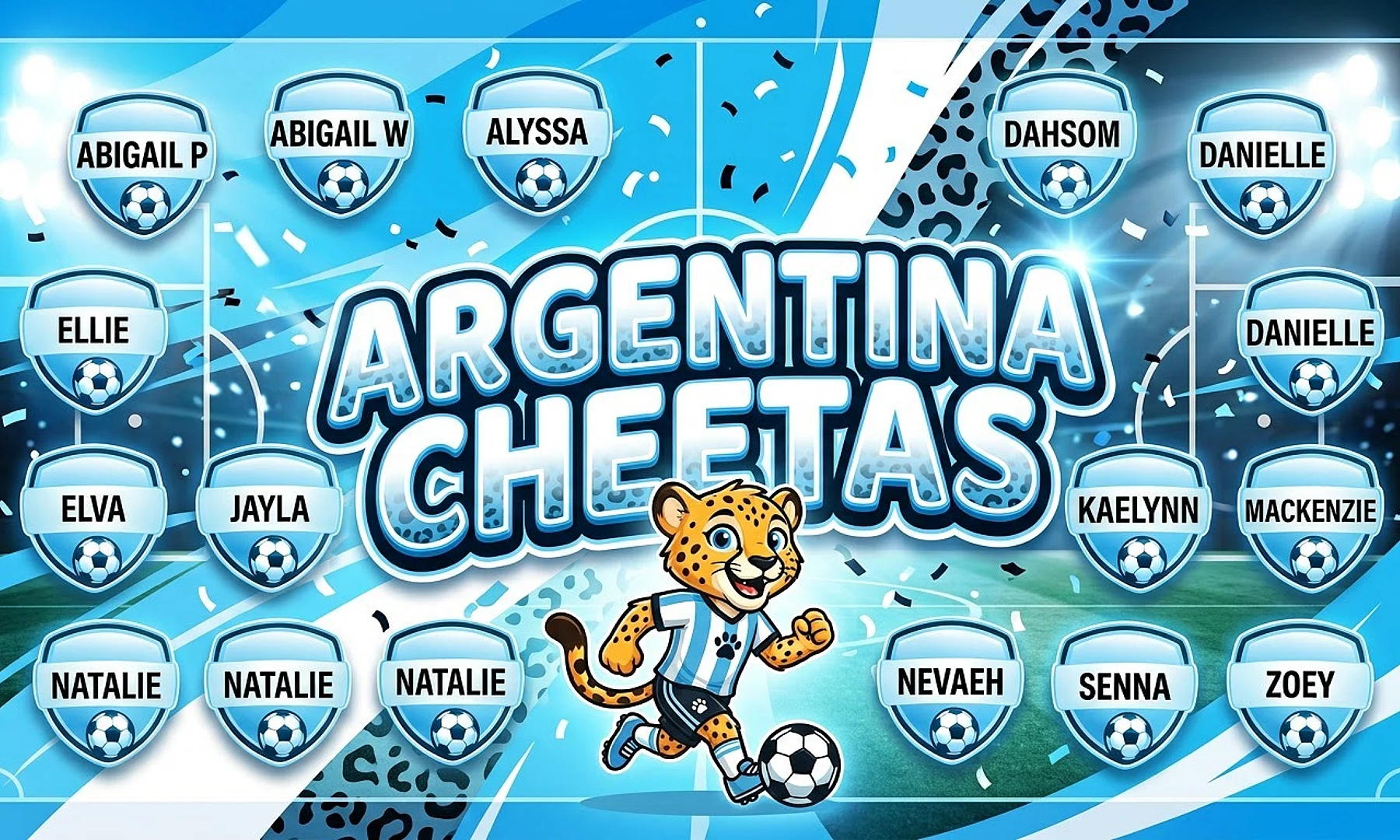 Argentina Cheetas soccer team banner created with AI