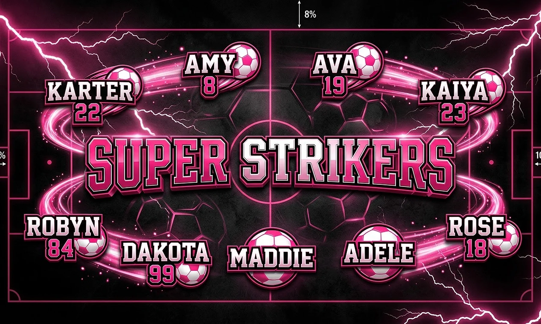 Super Strikers soccer team banner created with AI