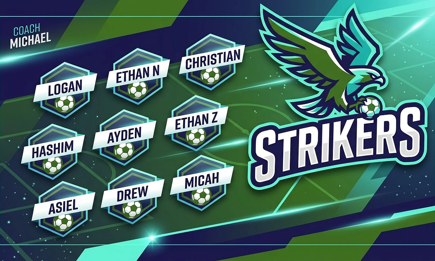 Strikers soccer team banner created with AI