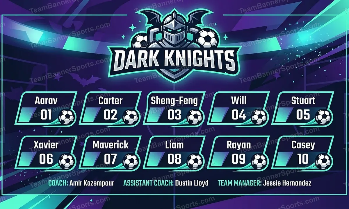 Dark Knights soccer team banner created with AI