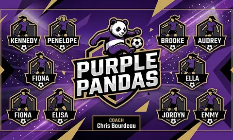 Purple pandas Soccer AI image template
