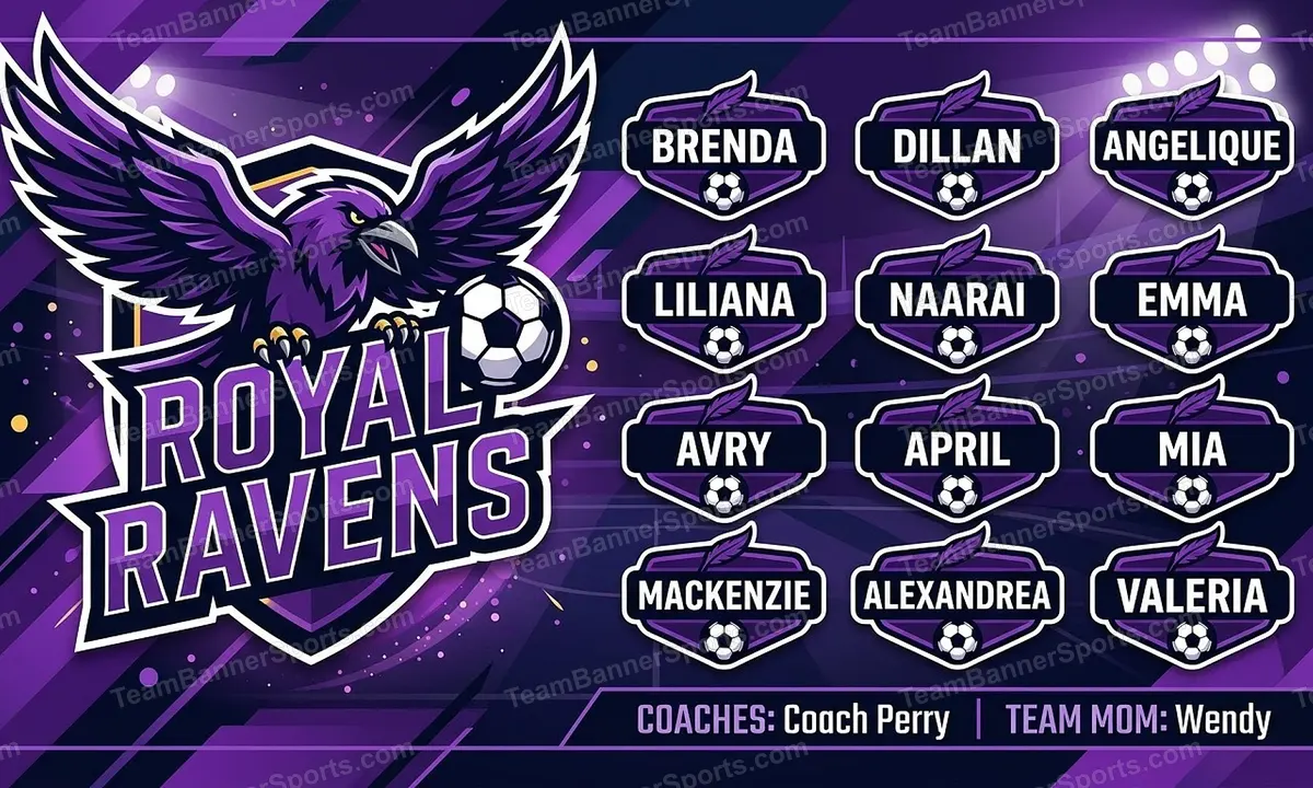 Royal Ravens soccer team banner created with AI