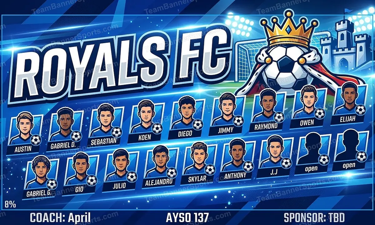Royals FC soccer team banner created with AI