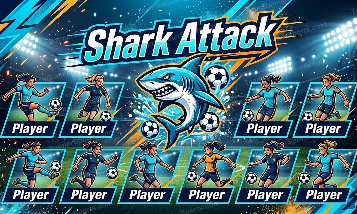 Shark Attack soccer team banner created with AI