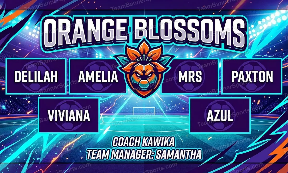 Orange blossoms soccer team banner created with AI