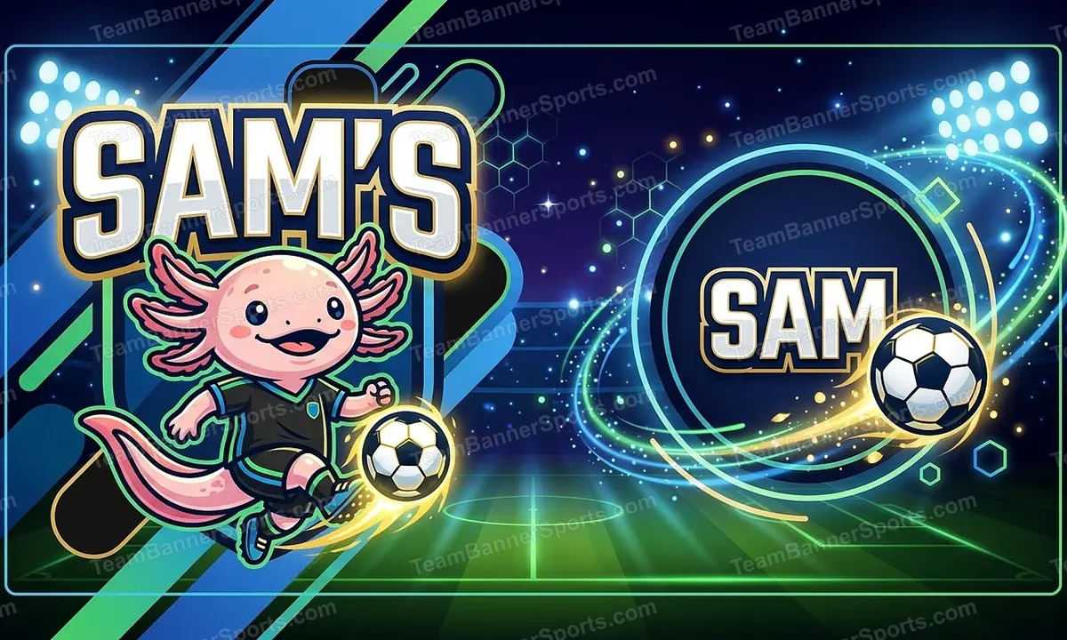 sam's soccer team banner created with AI