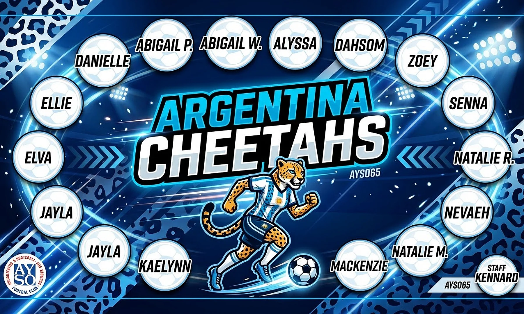 Argentina Cheetahs soccer team banner created with AI