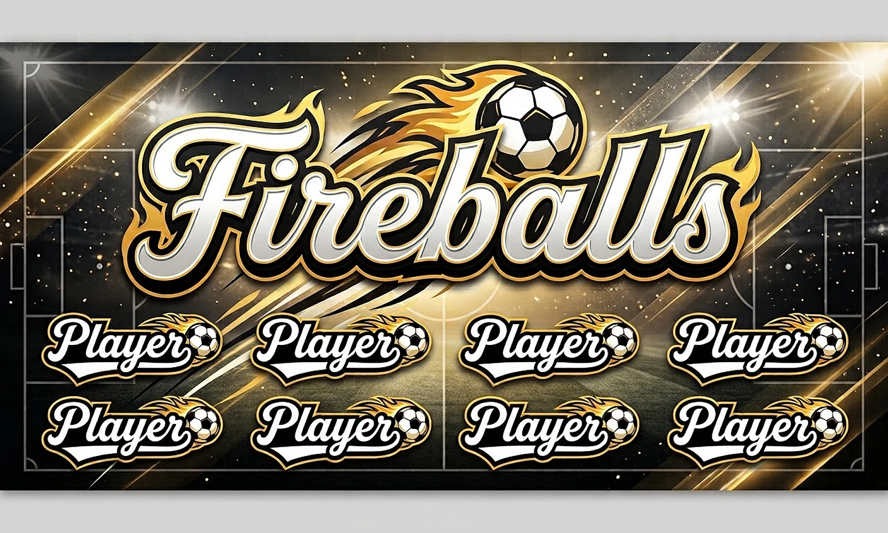 Fireballs soccer team banner created with AI