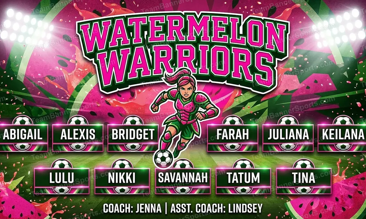 Watermelon Warriors soccer team banner created with AI