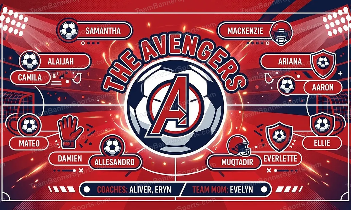 The Avengers soccer team banner created with AI