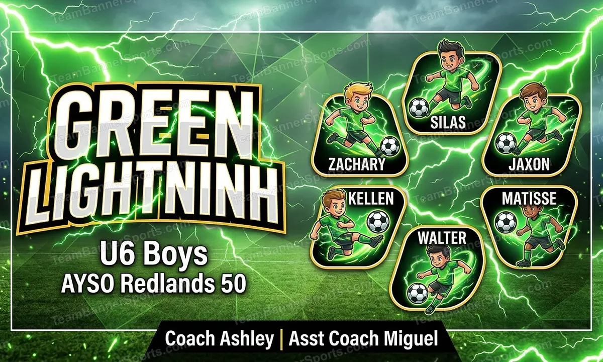 Green Lightninh soccer team banner created with AI