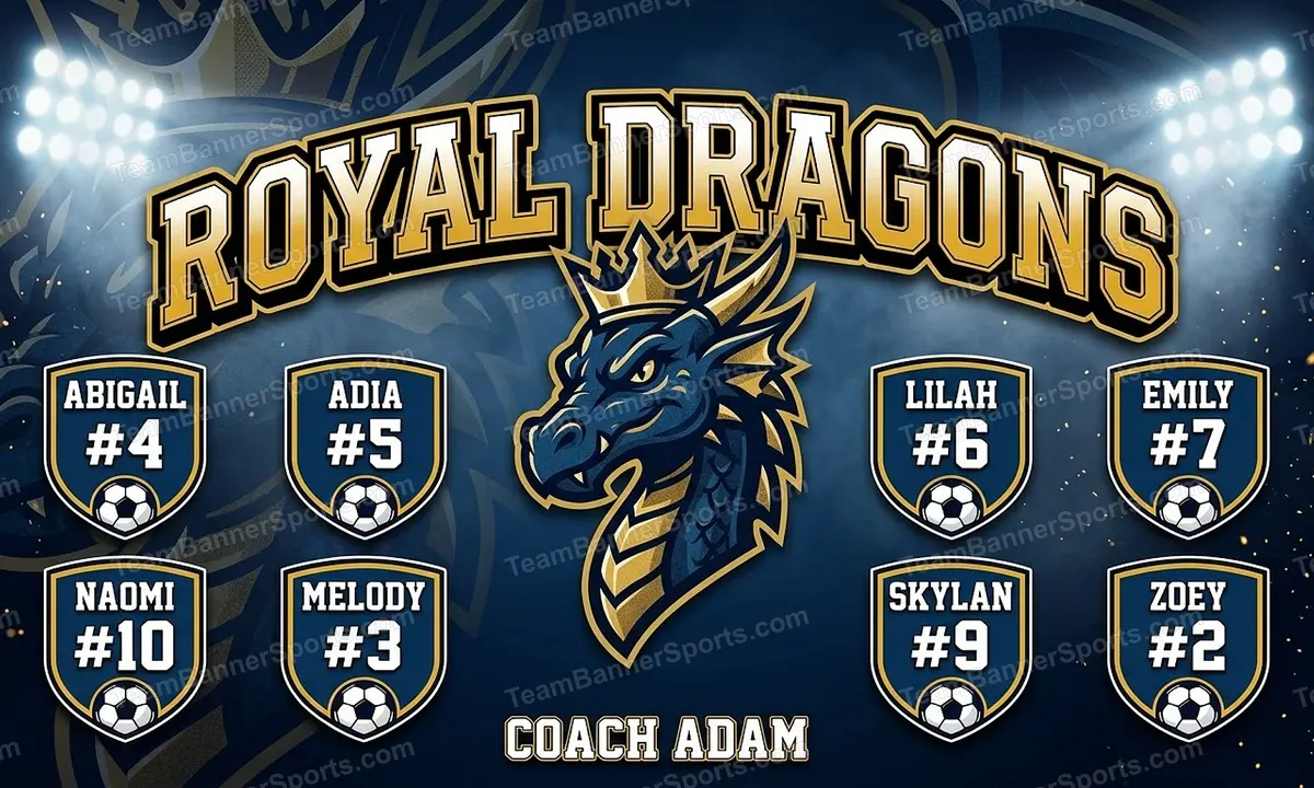Royal Dragons soccer team banner created with AI