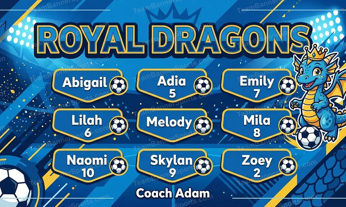 Royal Dragons soccer team banner created with AI