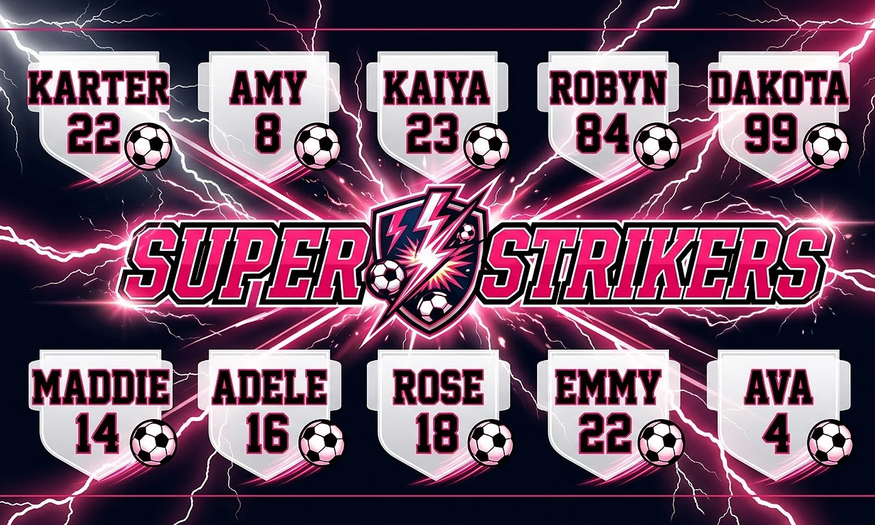 Super Strikers soccer team banner created with AI