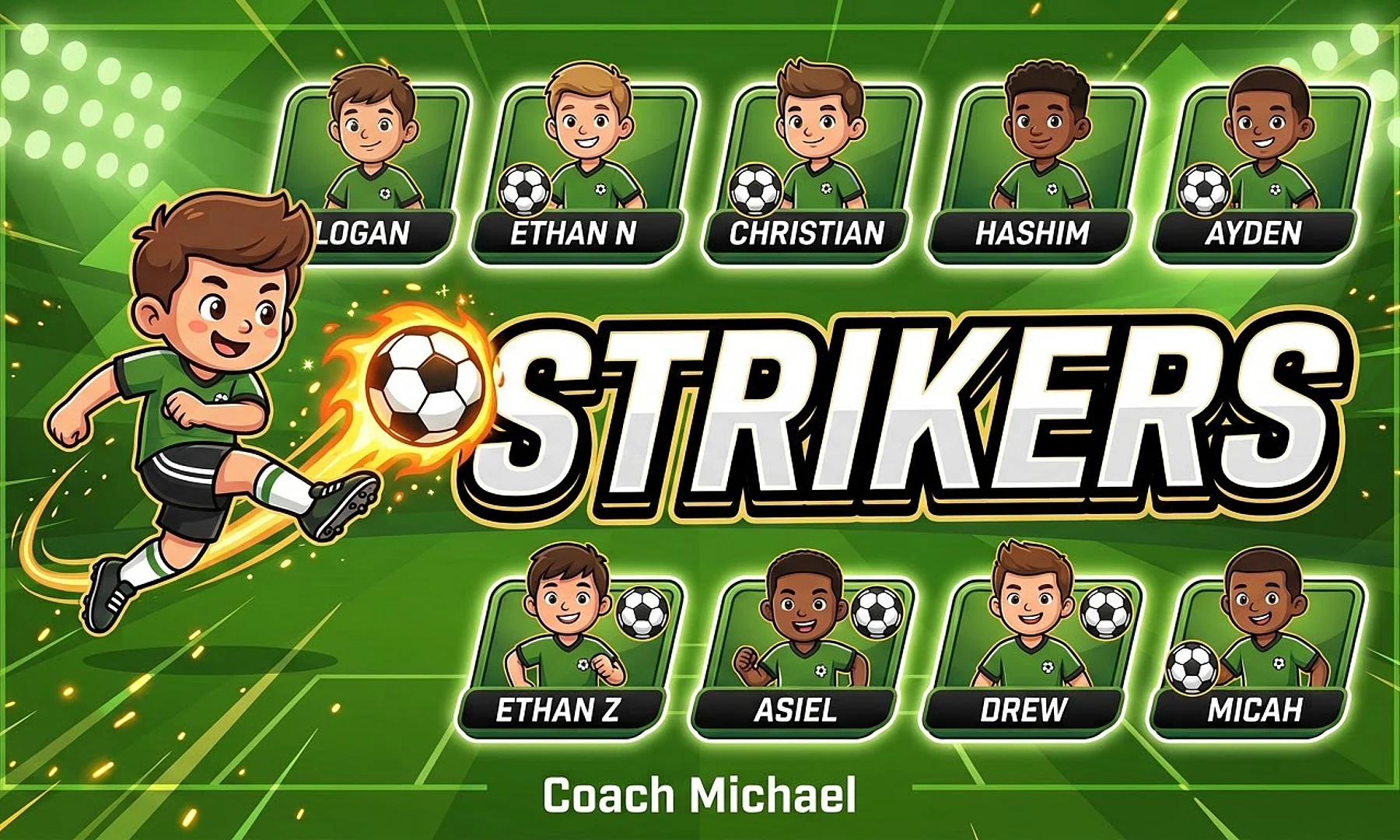 Strikers soccer team banner created with AI