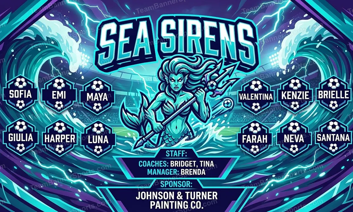 Sea Sirens soccer team banner created with AI