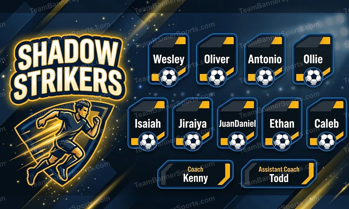 Shadow Strikers soccer team banner created with AI