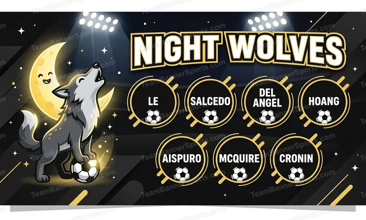 Night Wolves soccer team banner created with AI