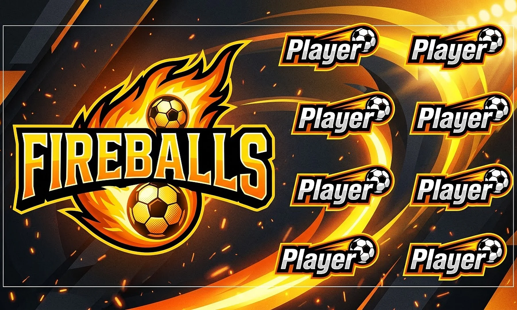 Fireballs soccer team banner created with AI