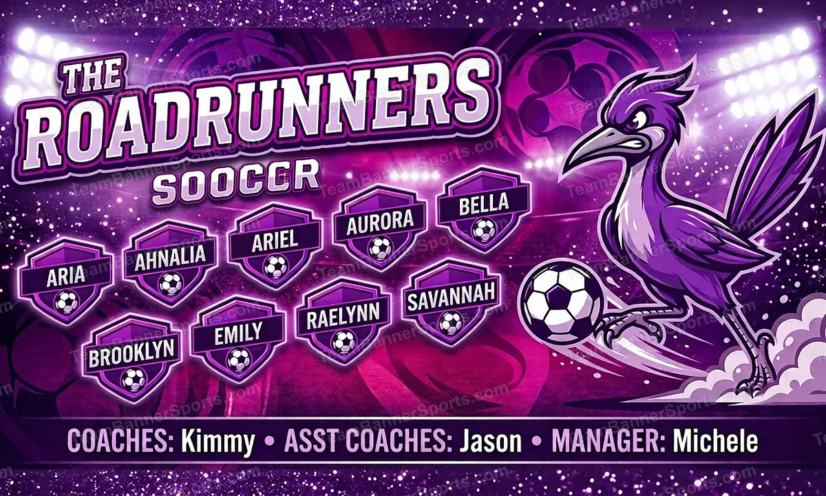 The Roadrunners soccer team banner created with AI