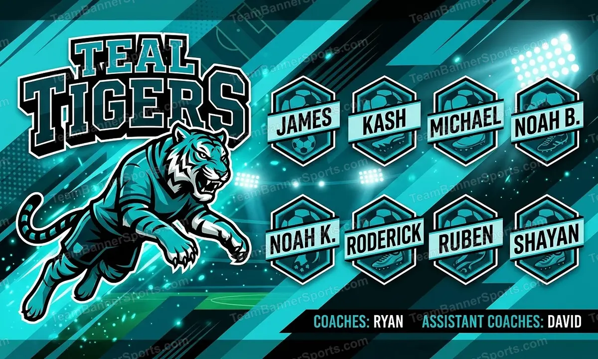 Teal Tigers soccer team banner created with AI