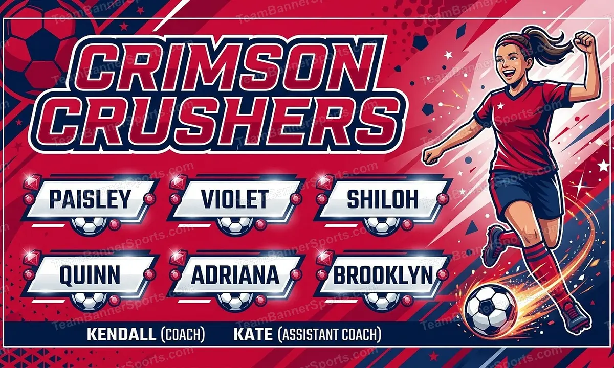 Crimson crushers soccer team banner created with AI
